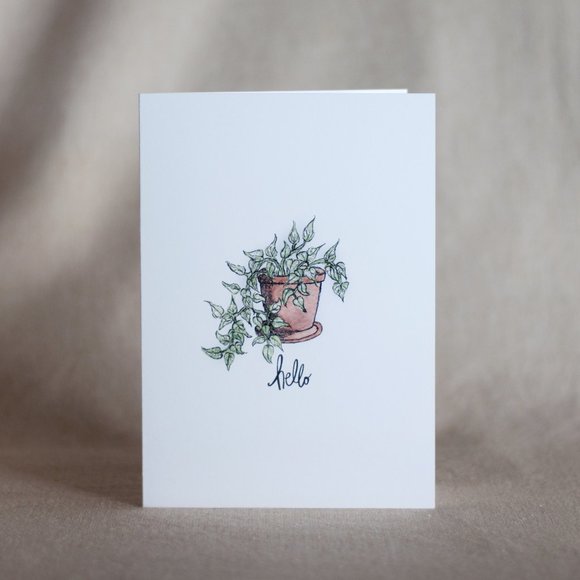 4/$20- Pothos Hello Greeting Card - Picture 1 of 2